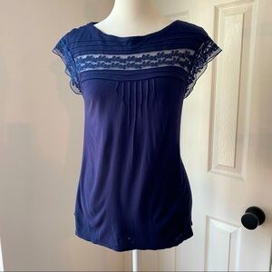 ANTHROPOLOGIE DELETTA Blue Lace Top